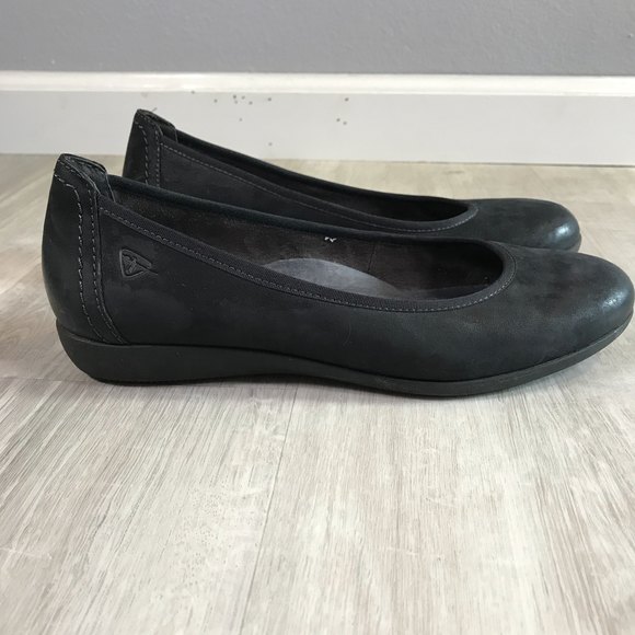 Tamaris Black Genuine Leather Flats with Touch Fit Comfort insole sz 40/9-9.5 - Picture 3 of 9